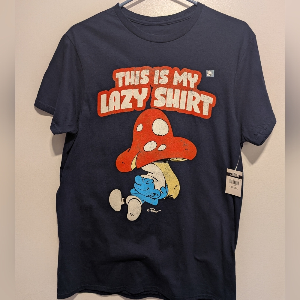 Lazy Smurf Men T-Shirt - Navy Blue